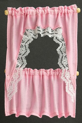 Dollhouse Miniature Curtains: Ruffled Cape Set, Pink